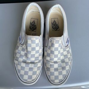 gray dawn true white checkerboard vans